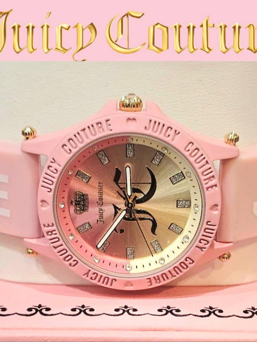 Juicy Couture Choose Juicy Logo Accent Ombre Face Silicone Band Watch